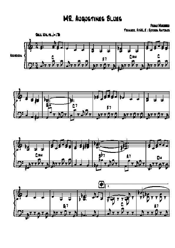 télécharger la partition d'accordéon Mr Augustines Blues (Valse Jazz) au format PDF