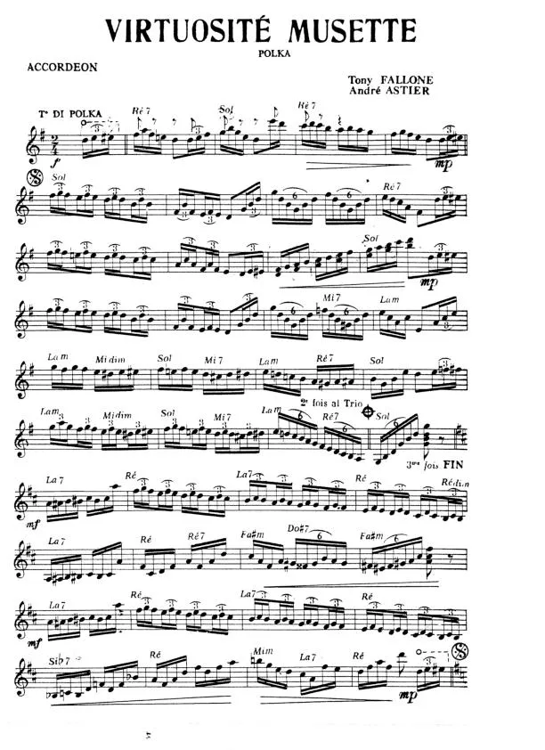 télécharger la partition d'accordéon Virtuosité musette (Polka) au format PDF