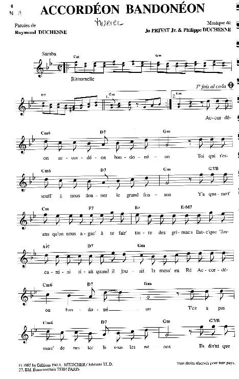 télécharger la partition d'accordéon Accordéon Bandonéon (Samba) au format PDF