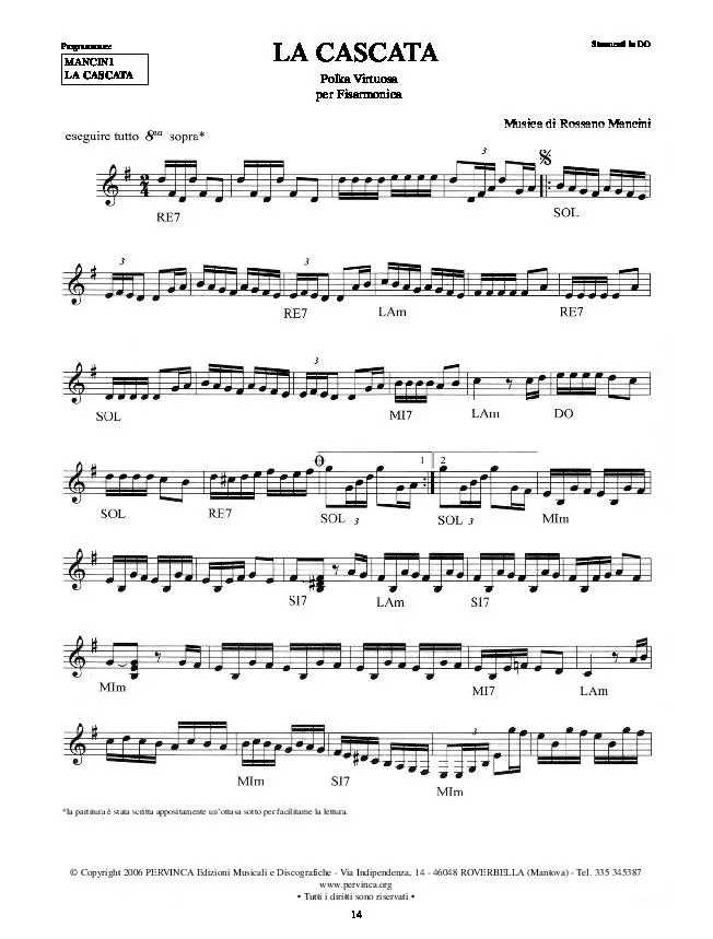 télécharger la partition d'accordéon La Cascata (Polka) au format PDF