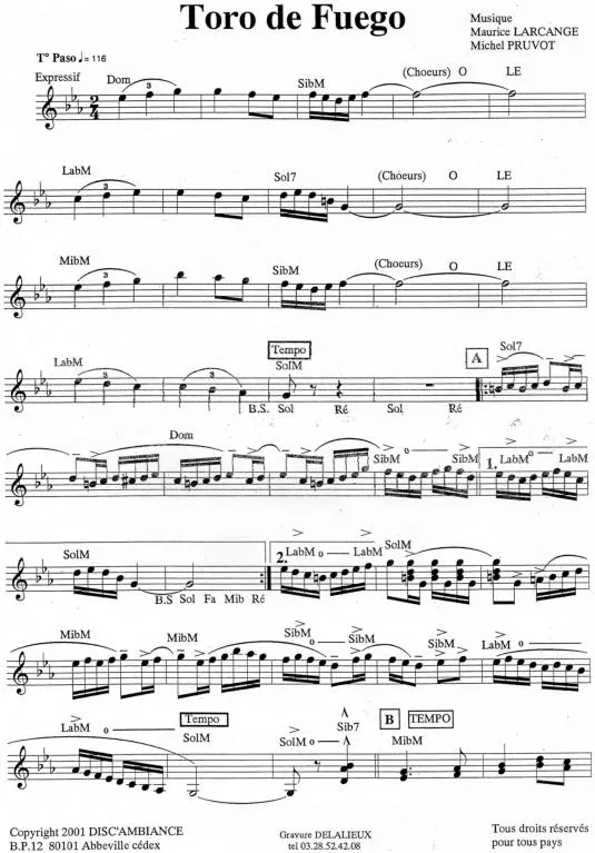 télécharger la partition d'accordéon Toro de Fuego (Paso Doble) au format PDF