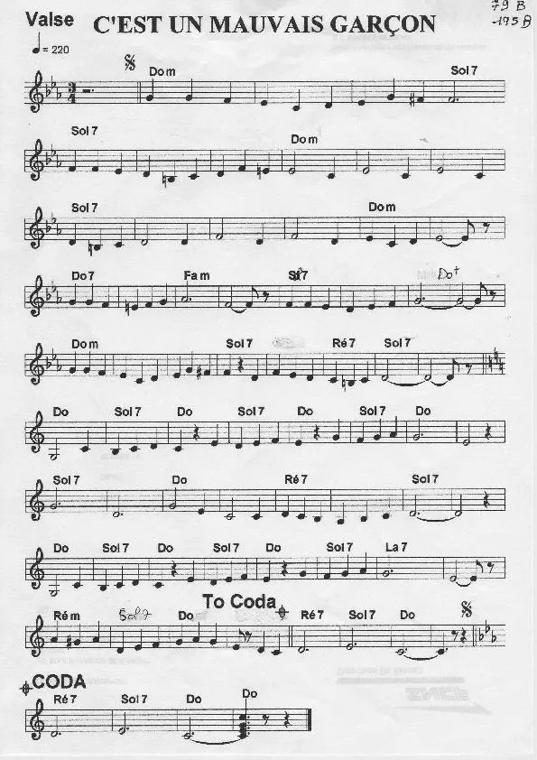 télécharger la partition d'accordéon C'est un mauvais garçon (Chant : Henry Garat) au format PDF