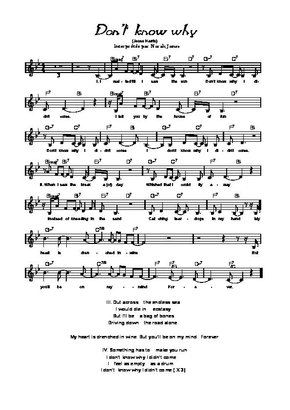 télécharger la partition d'accordéon Don't know why (Chant : Norah Jones) au format PDF