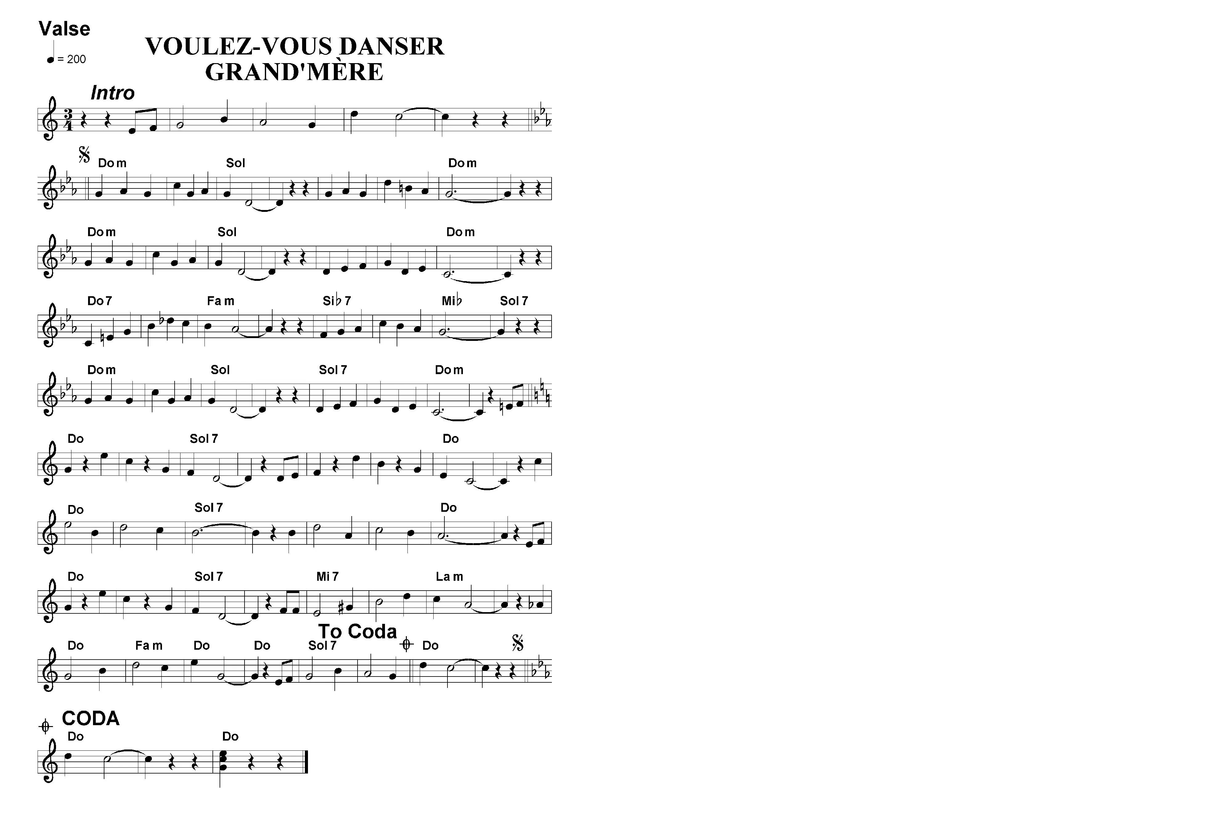 télécharger la partition d'accordéon Voulez vous danser Grand Mère (Relevé) au format PDF