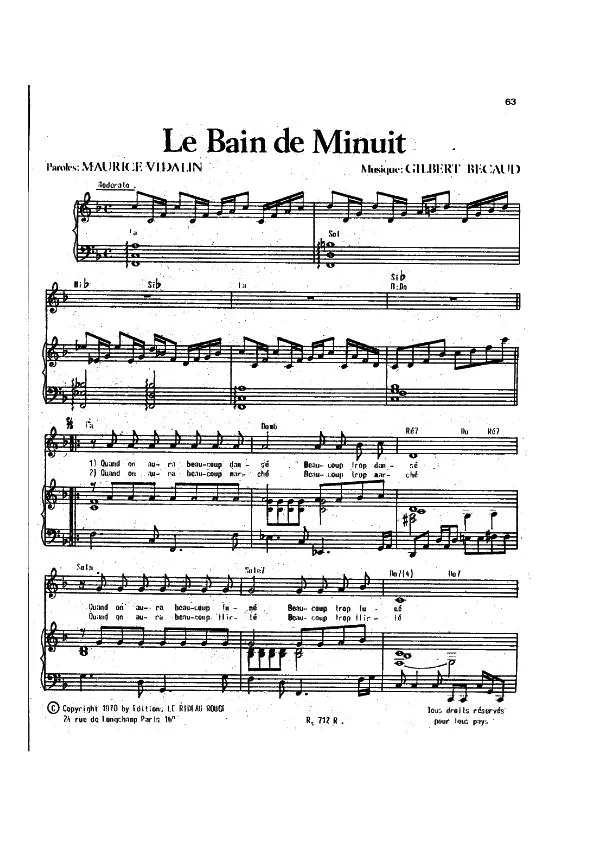 télécharger la partition d'accordéon Le bain de minuit au format PDF