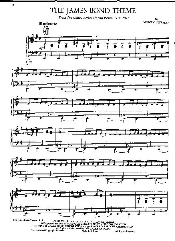 télécharger la partition d'accordéon The James Bond Theme (Dr No) au format PDF