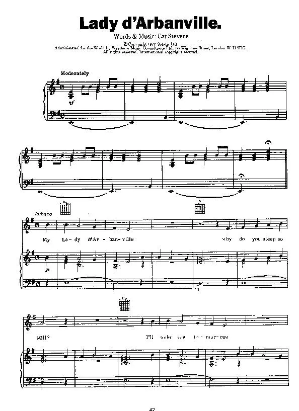 télécharger la partition d'accordéon Lady d'Arbanville au format PDF