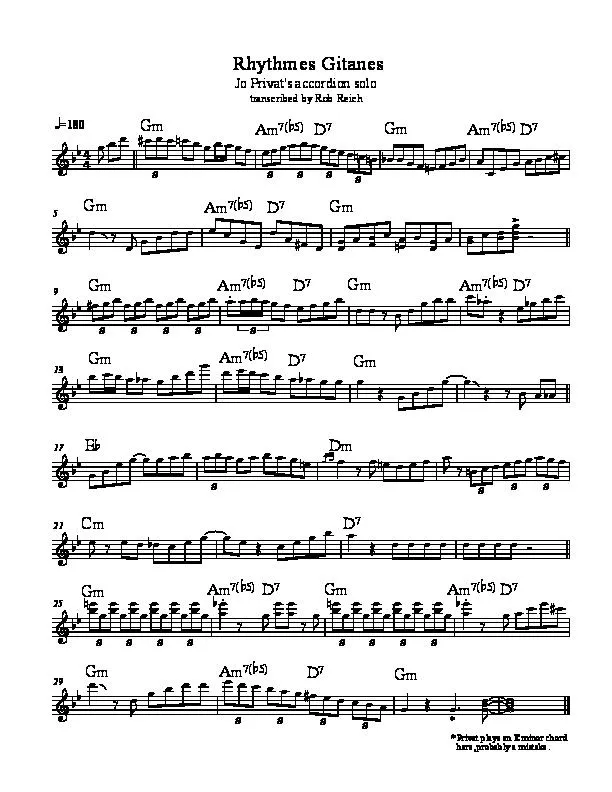 télécharger la partition d'accordéon Rythmes Gitans (Transcription : Rob Reich) au format PDF