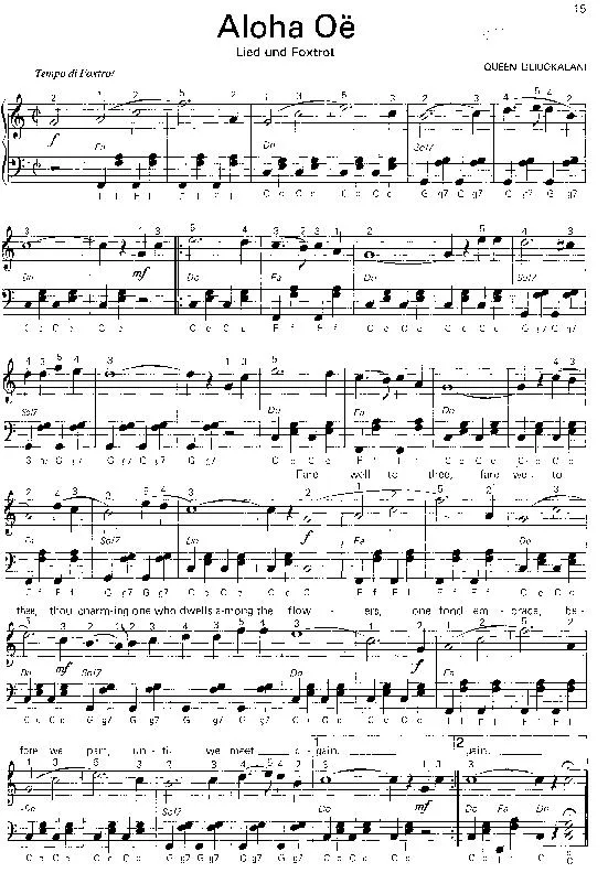 télécharger la partition d'accordéon Aloha Oë (Fox Trot) au format PDF