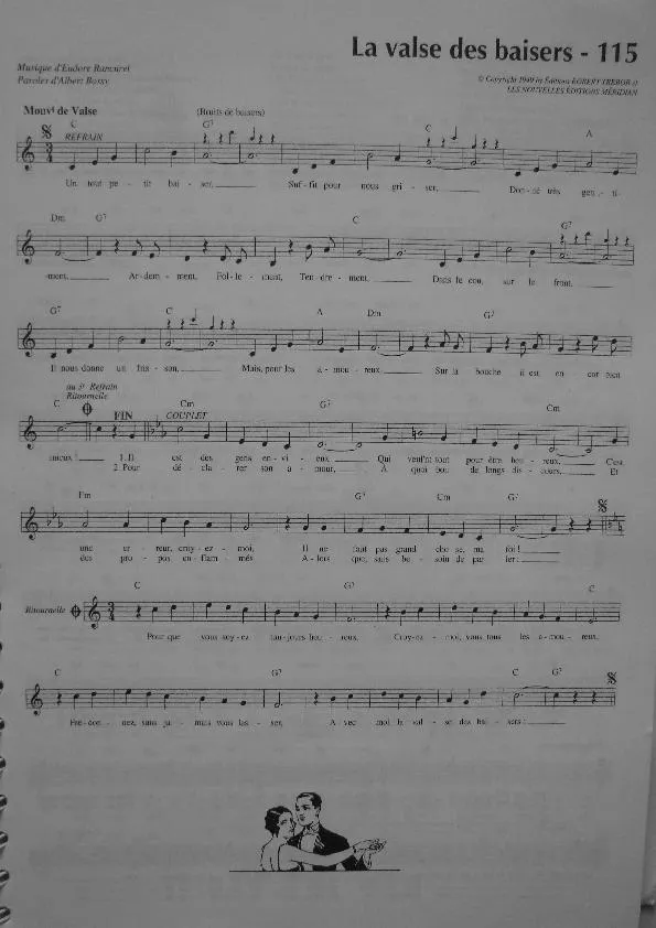télécharger la partition d'accordéon La valse des baisers (Chant : André Claveau) au format PDF