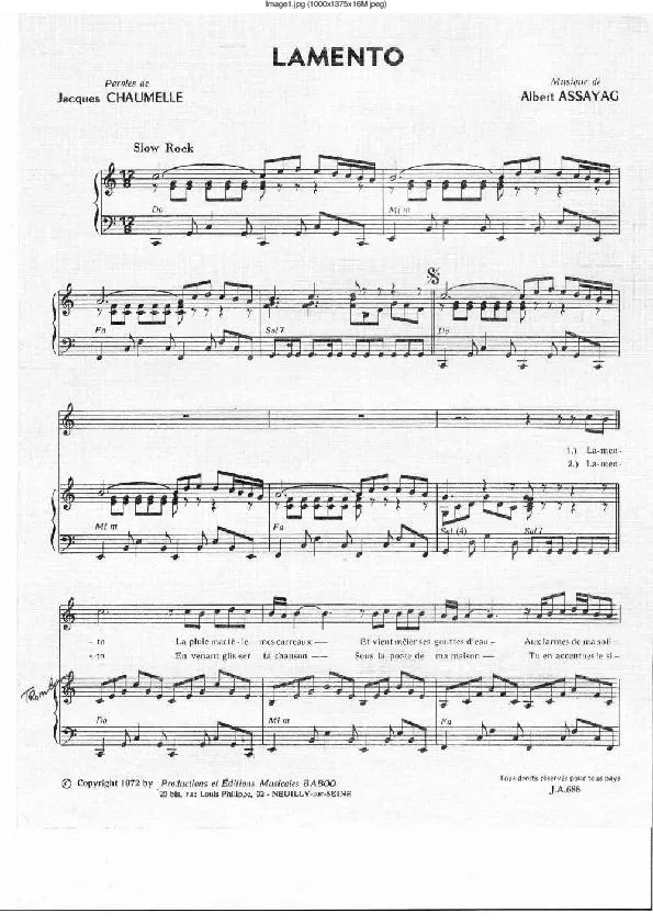 télécharger la partition d'accordéon Lamento (Slow Rock) au format PDF
