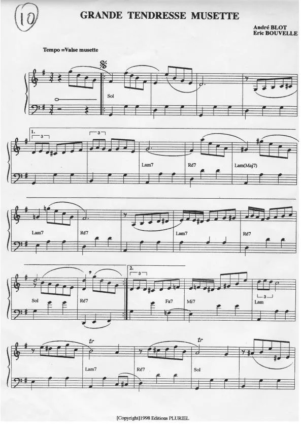 télécharger la partition d'accordéon Grande tendresse musette (Valse Musette) au format PDF