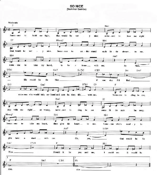 télécharger la partition d'accordéon So Nice (Summer Samba) au format PDF