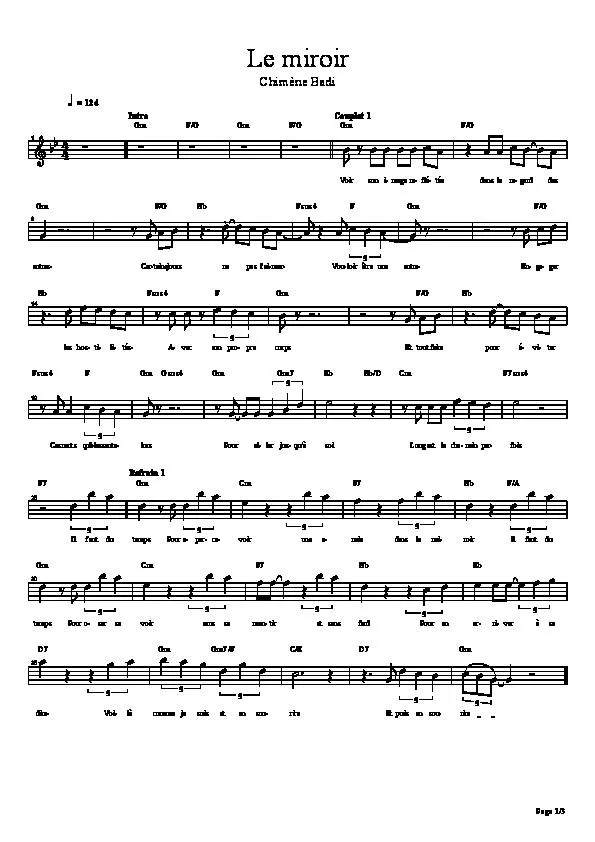télécharger la partition d'accordéon Le miroir (Transcription) au format PDF