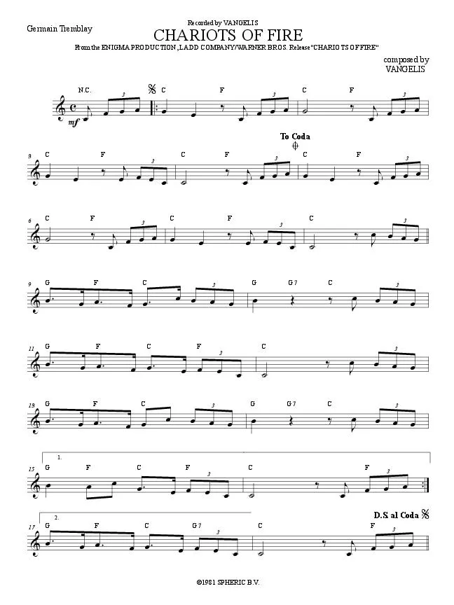 télécharger la partition d'accordéon Chariots Of Fire au format PDF