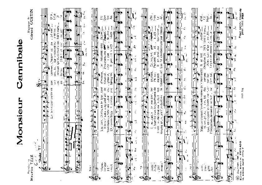 télécharger la partition d'accordéon Monsieur Cannibale (Chant : Sacha Distel) au format PDF
