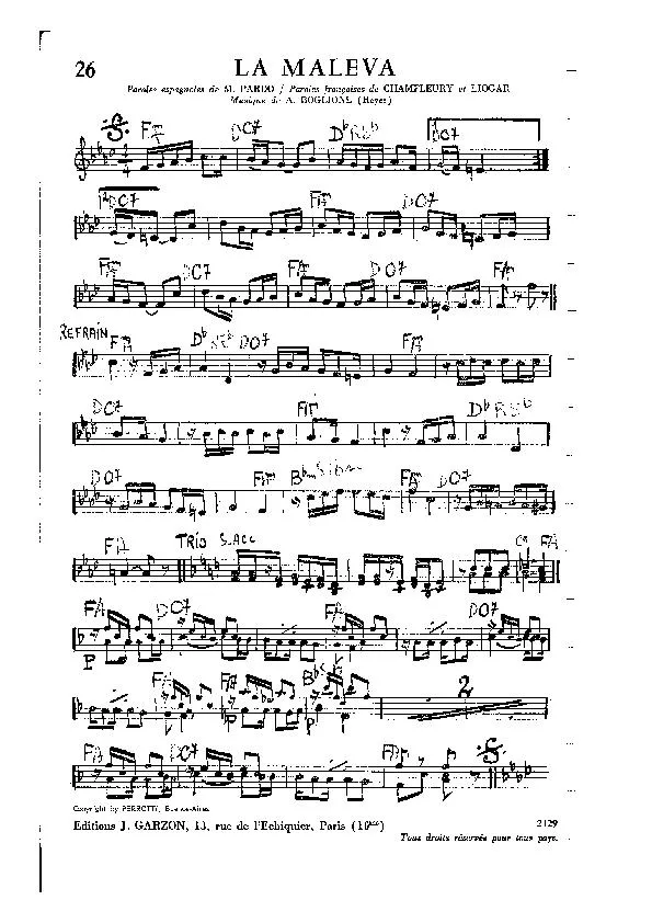 télécharger la partition d'accordéon La Maleva (La Maudite) (Tango) au format PDF