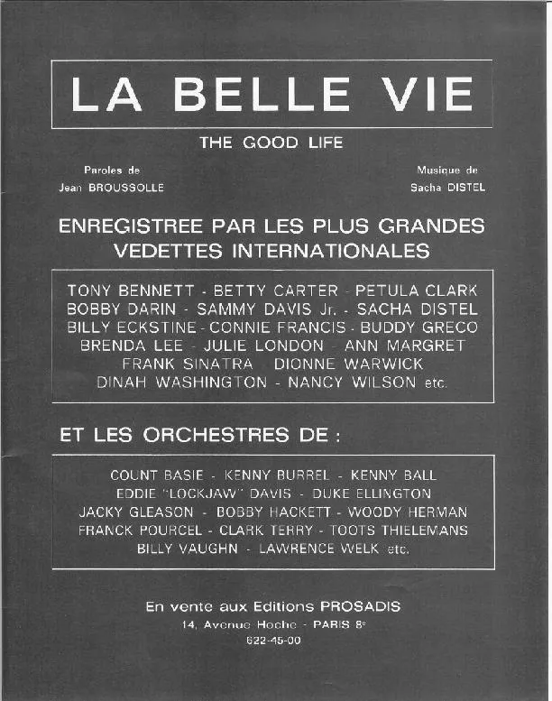 télécharger la partition d'accordéon La belle vie (The good life) au format PDF