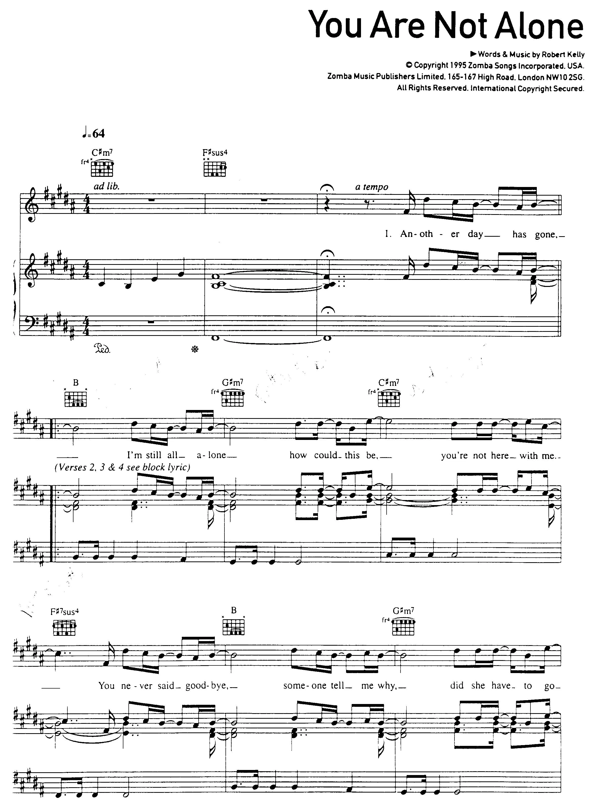 télécharger la partition d'accordéon You Are Not Alone au format PDF