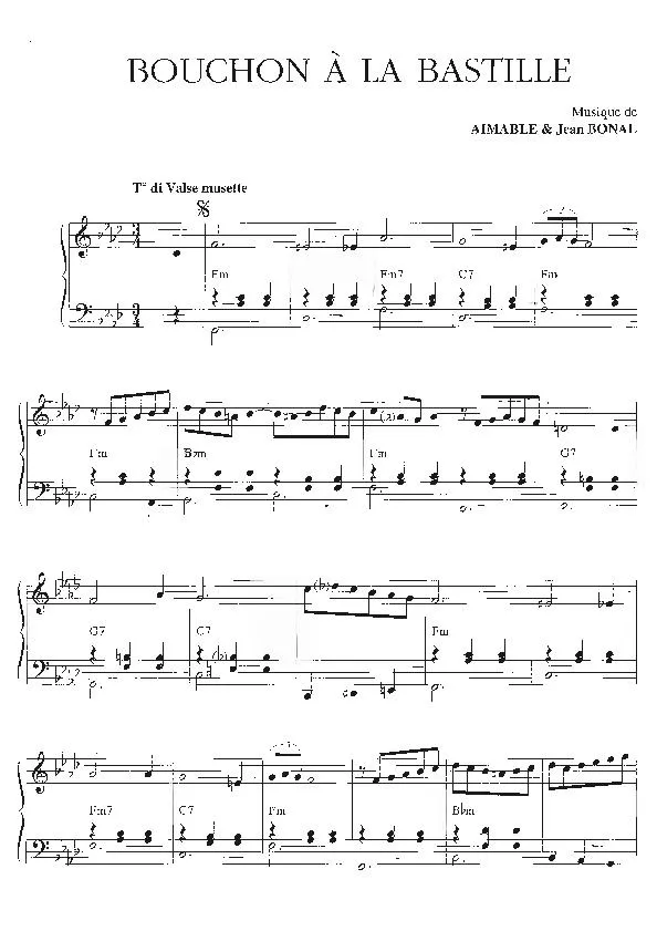 télécharger la partition d'accordéon Bouchon à la bastille (Valse Musette) au format PDF