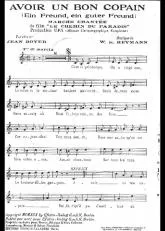 télécharger la partition d'accordéon Avoir un bon copain (Ein Freund Ein guter Freund) (Du film : Le chemin du paradis) (Chant : Georges Guétary) au format PDF