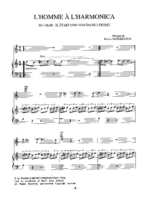 télécharger la partition d'accordéon L'homme à l'harmonica (Du Film : Il était une fois dans l'ouest) au format PDF