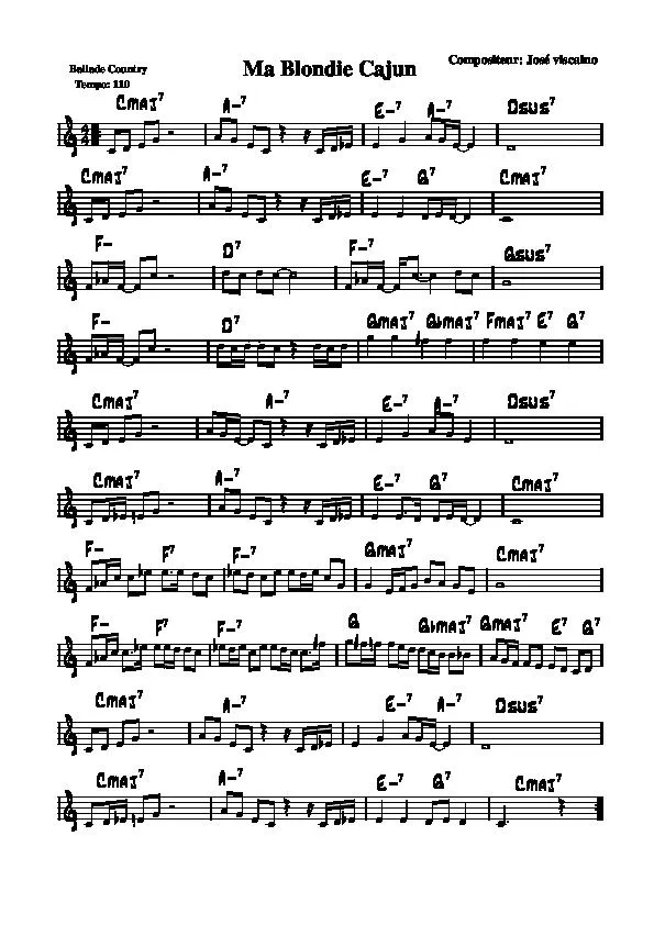 télécharger la partition d'accordéon Ma Blondie Cajun (Ballade Country) au format PDF