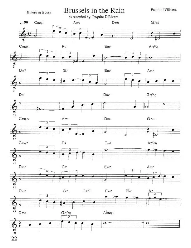 télécharger la partition d'accordéon Brussels in the rain (Boléro Bossa Nova) au format PDF
