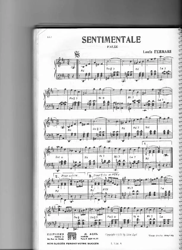 télécharger la partition d'accordéon Sentimentale (Valse) au format PDF