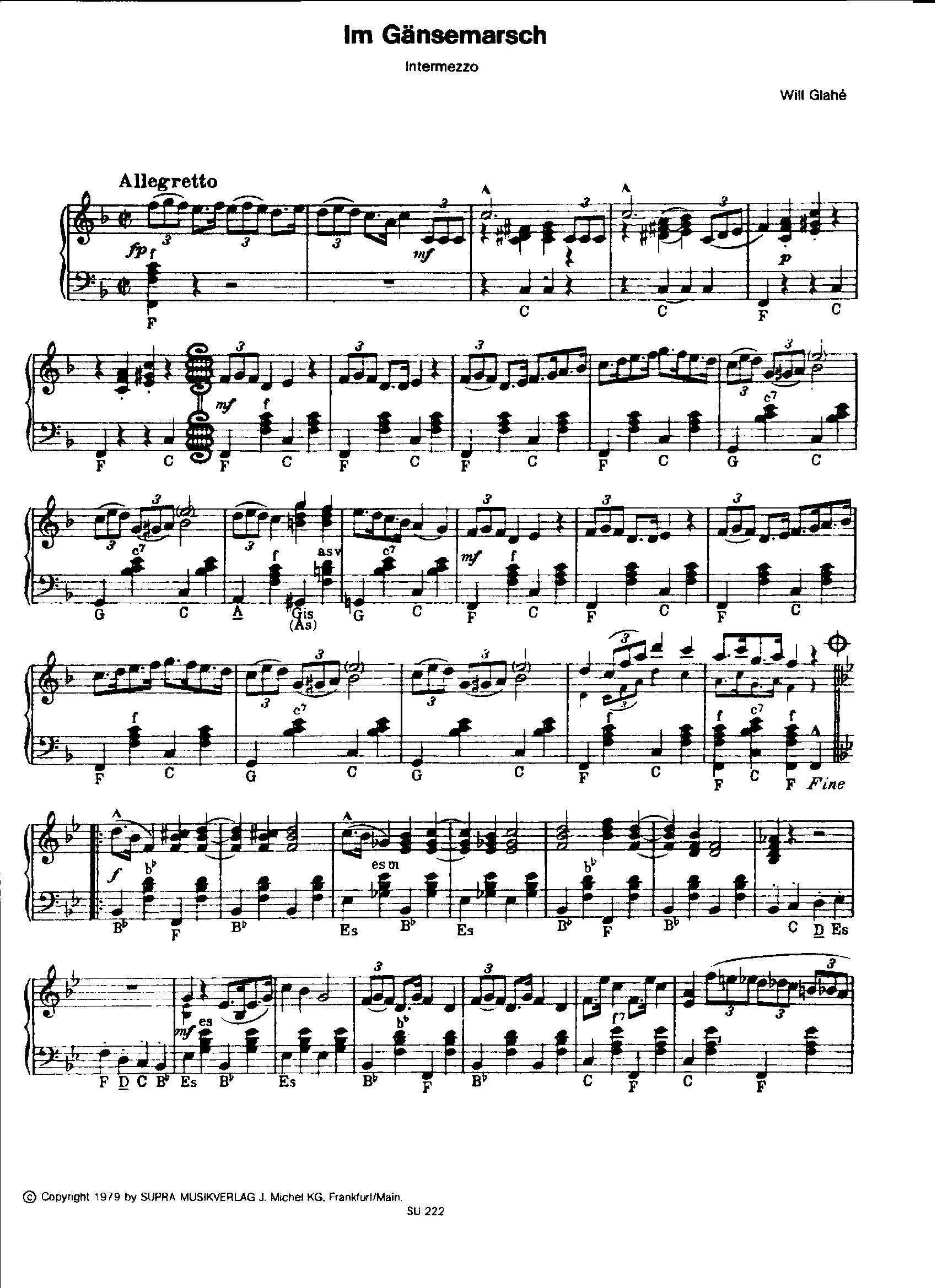 télécharger la partition d'accordéon Im Gänsemarsch (Intermezzo) au format PDF