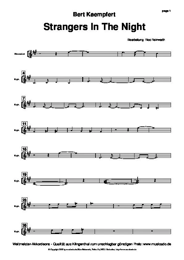 télécharger la partition d'accordéon Strangers in the night (Electronium) au format PDF