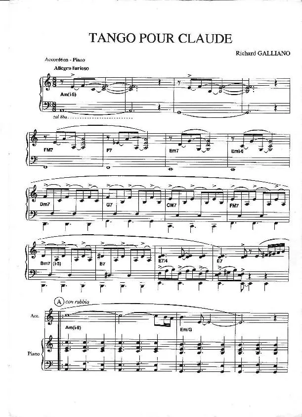 télécharger la partition d'accordéon Tango pour Claude au format PDF