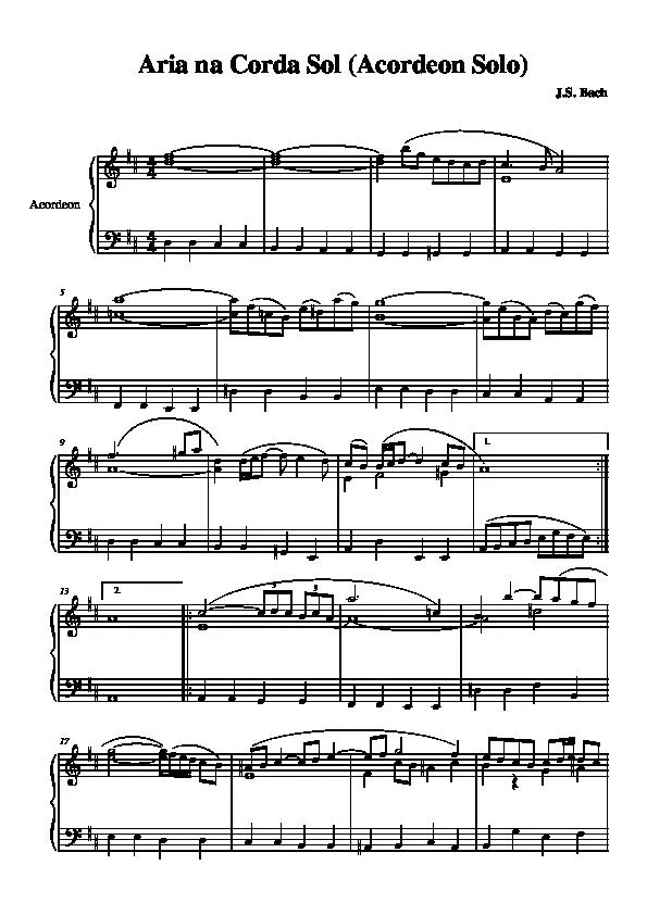 télécharger la partition d'accordéon Aria Na Corda Sol (Accordéon) au format PDF
