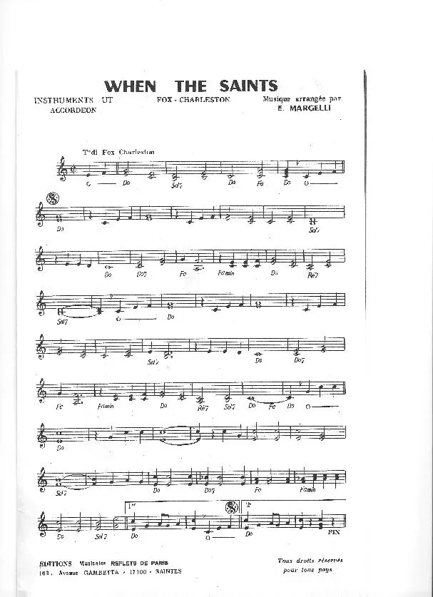télécharger la partition d'accordéon When the saints (Fox Charleston) au format PDF
