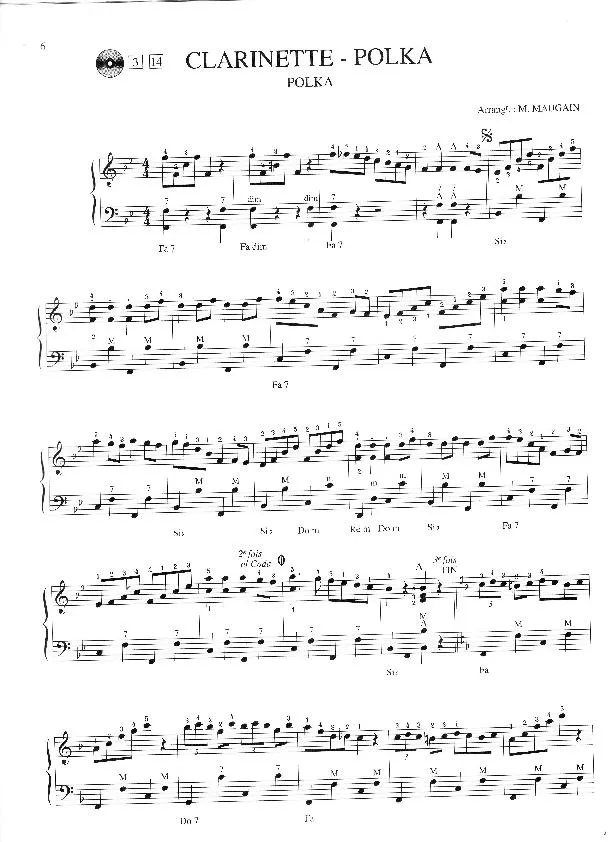 télécharger la partition d'accordéon Clarinette Polka au format PDF