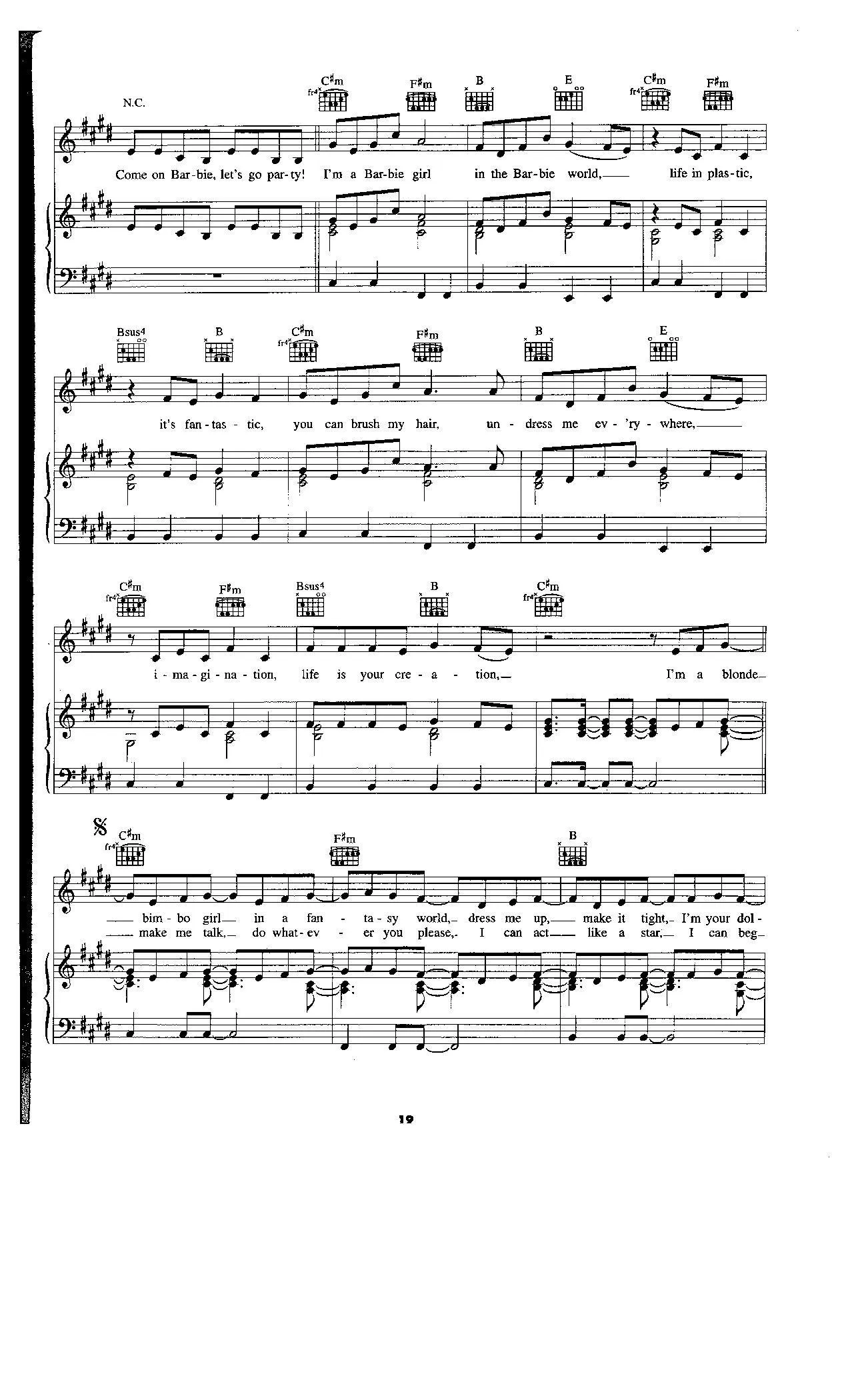 télécharger la partition d'accordéon Barbie girl (Chant : Aqua) au format PDF