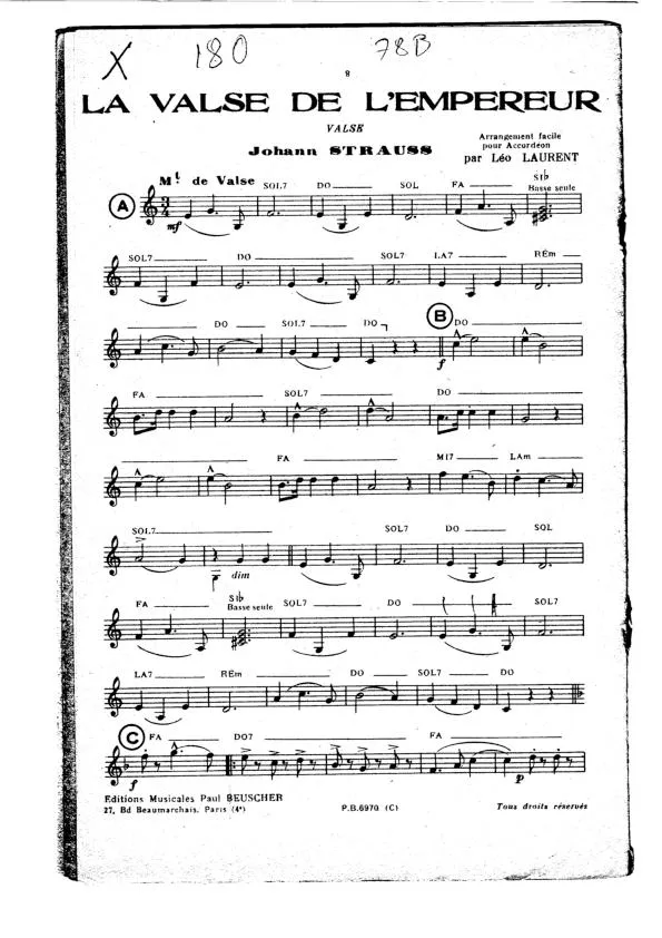 télécharger la partition d'accordéon La Valse de l'Empereur (Arrangement Léo Laurent) au format PDF
