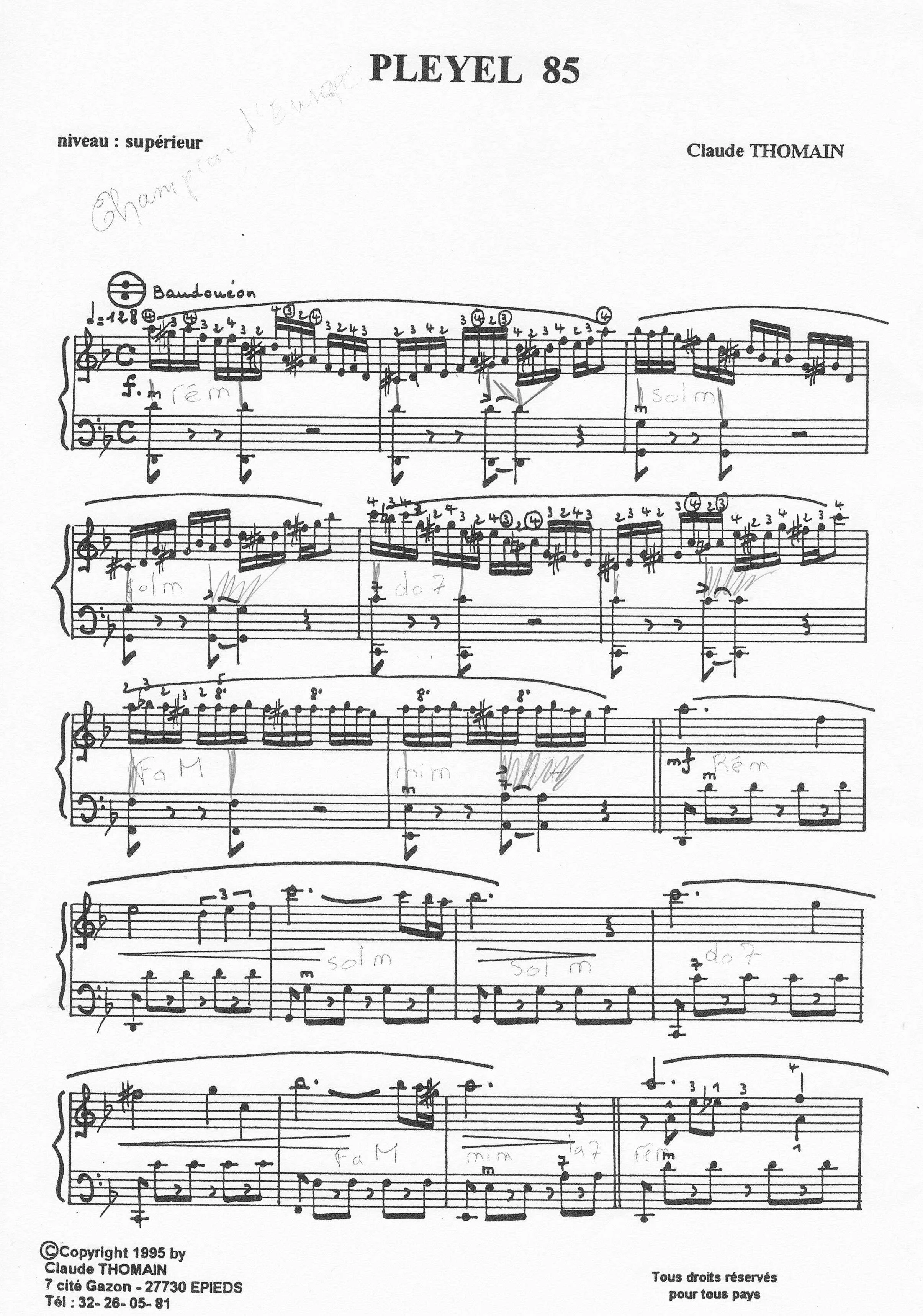 télécharger la partition d'accordéon Pleyel 85 au format PDF