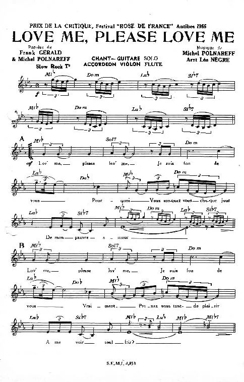 télécharger la partition d'accordéon Love me Please love me (Arrangement : Léo Nègre) (Orchestration) au format PDF