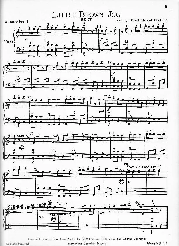télécharger la partition d'accordéon Little Brown Jug (1er et 2ème Accordéons) (Polka) au format PDF