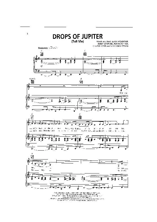 télécharger la partition d'accordéon Drops of Jupiter (Tell me) au format PDF