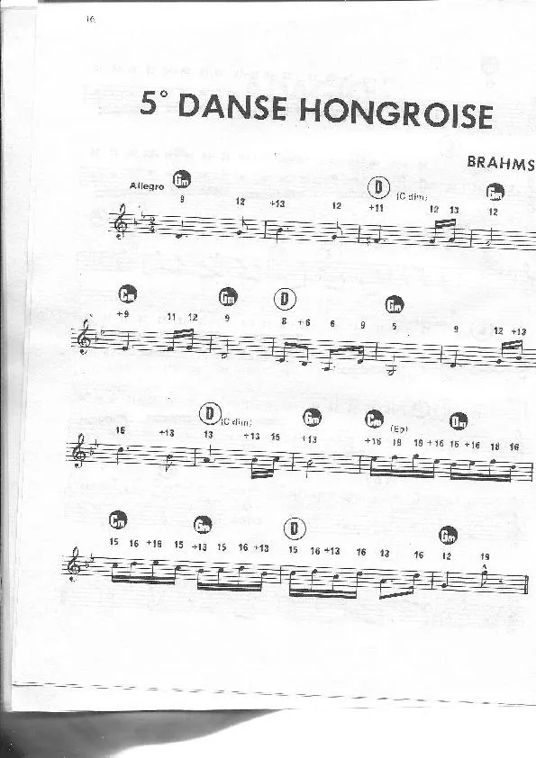 télécharger la partition d'accordéon 5ème danse hongroise au format PDF