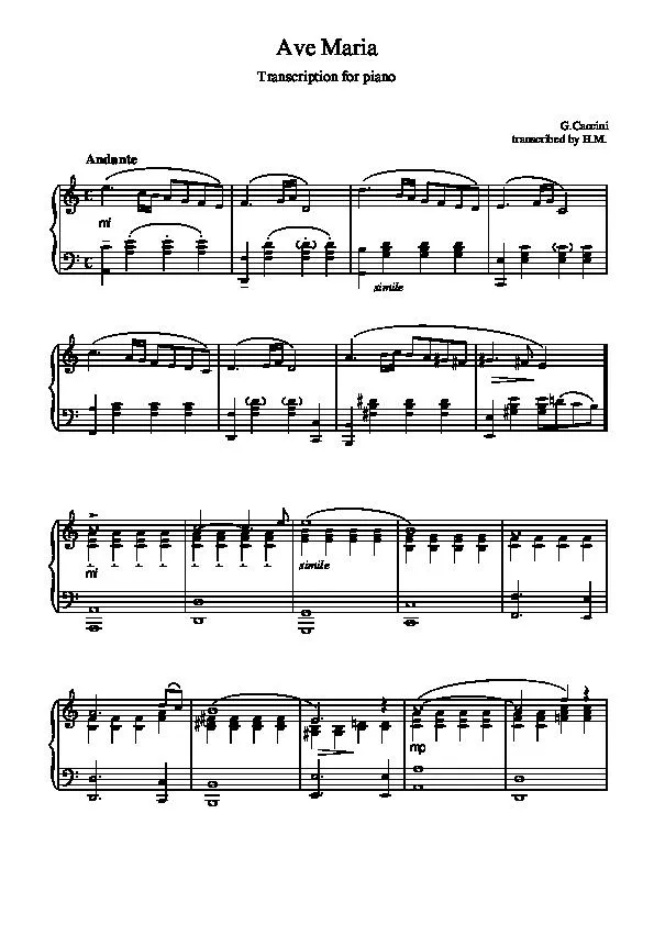 télécharger la partition d'accordéon Ave Maria (Piano) au format PDF