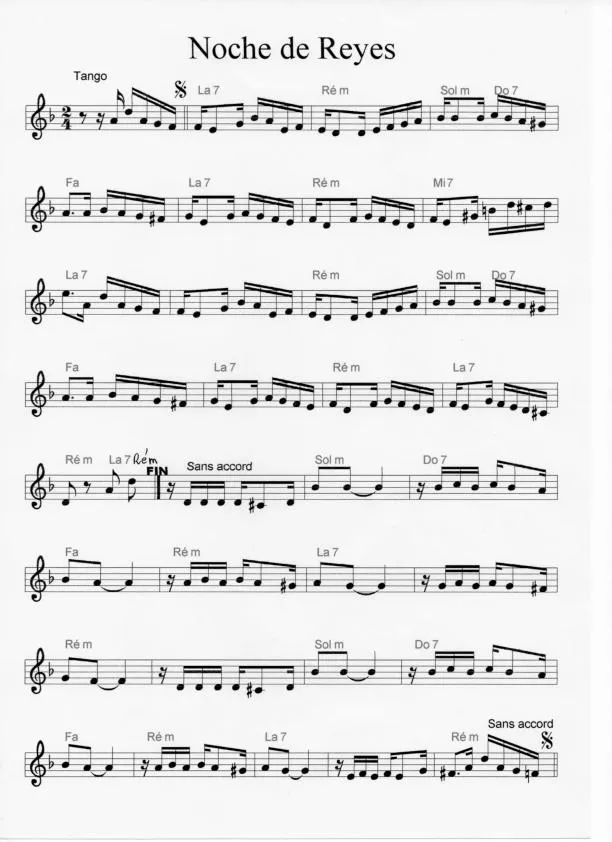 télécharger la partition d'accordéon Noche de reyes (Tango) (Relevé) au format PDF