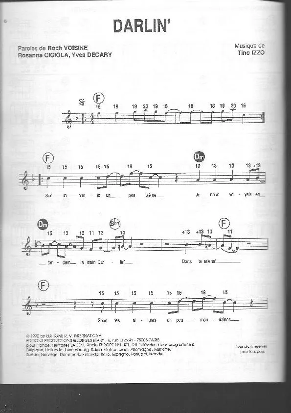 télécharger la partition d'accordéon Darlin' au format PDF