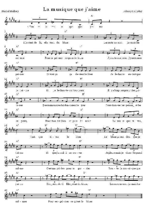 télécharger la partition d'accordéon La musique que j'aime (Relevé) au format PDF