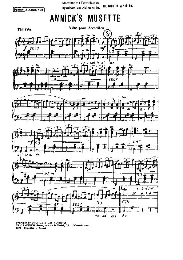 télécharger la partition d'accordéon Annick's musette (Valse) au format PDF