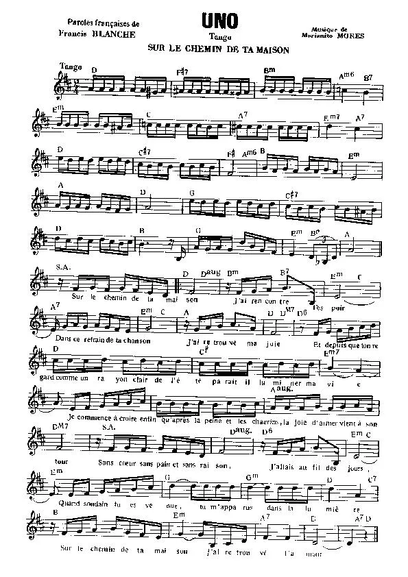 télécharger la partition d'accordéon Sur le chemin de ta maison (Uno) (Tango) au format PDF