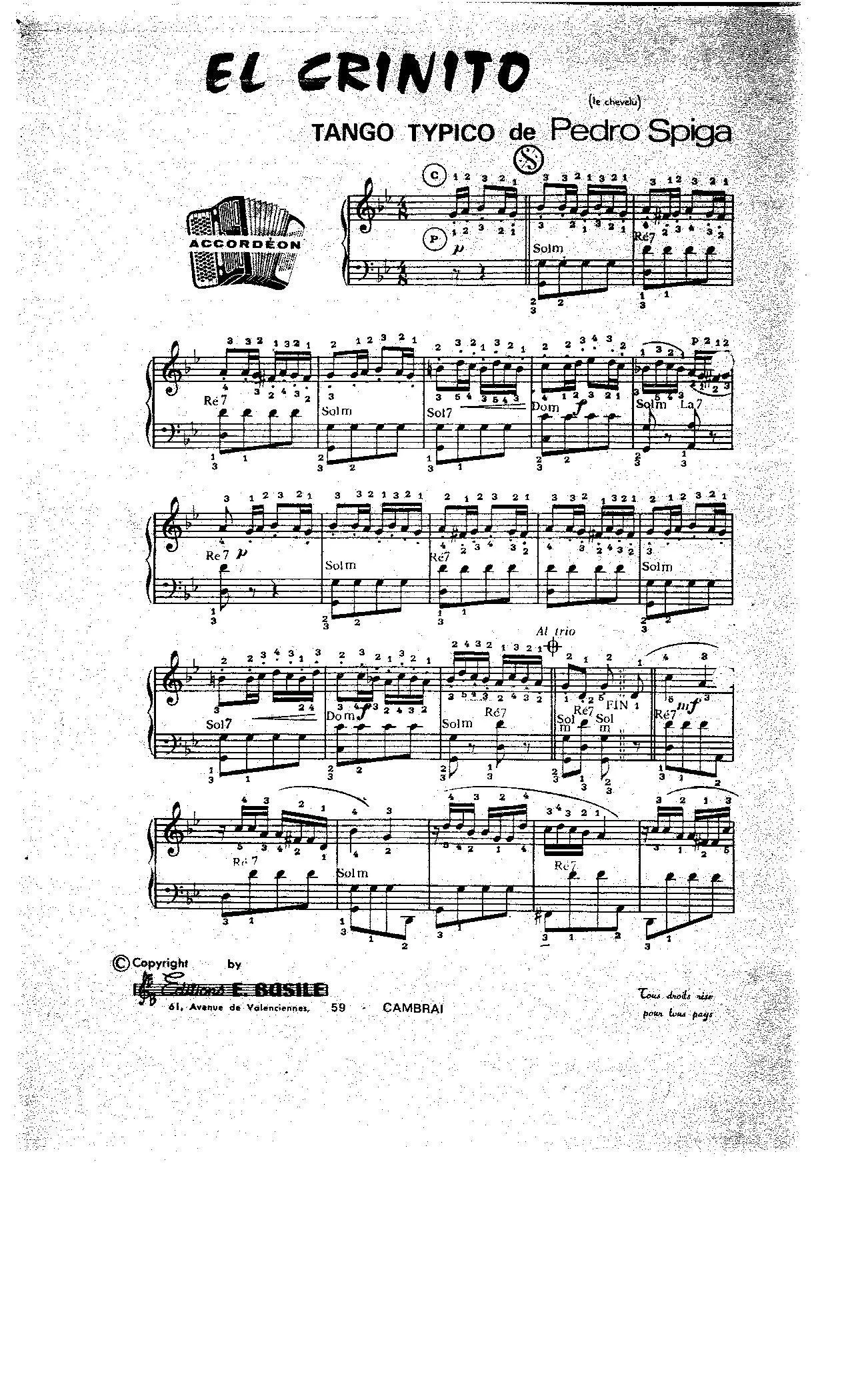 télécharger la partition d'accordéon El Crinito (Le chevelu) (Tango Typique) au format PDF