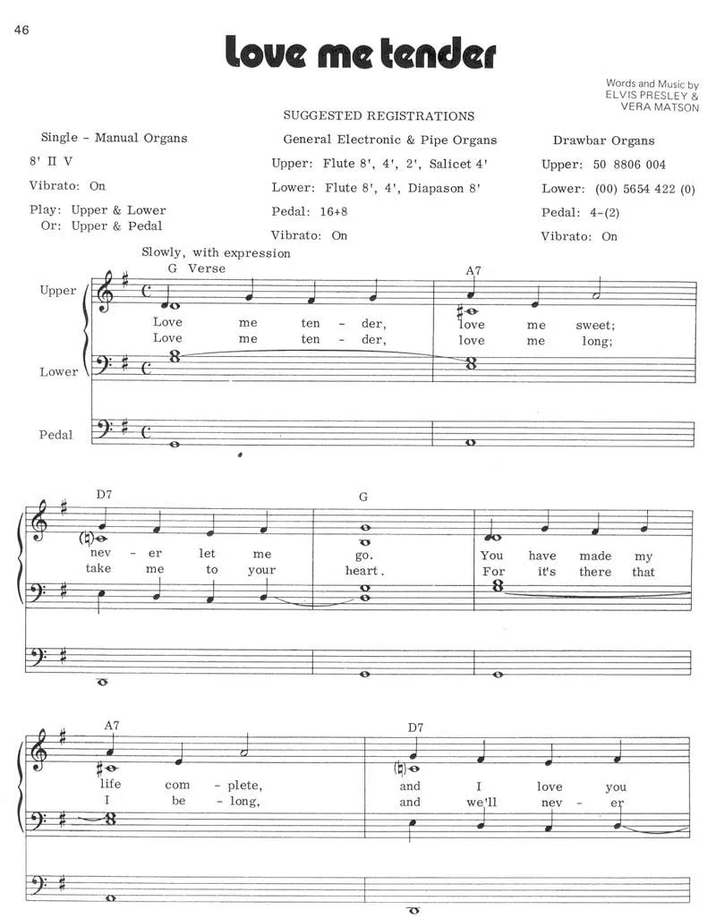 télécharger la partition d'accordéon Love me tender au format PDF